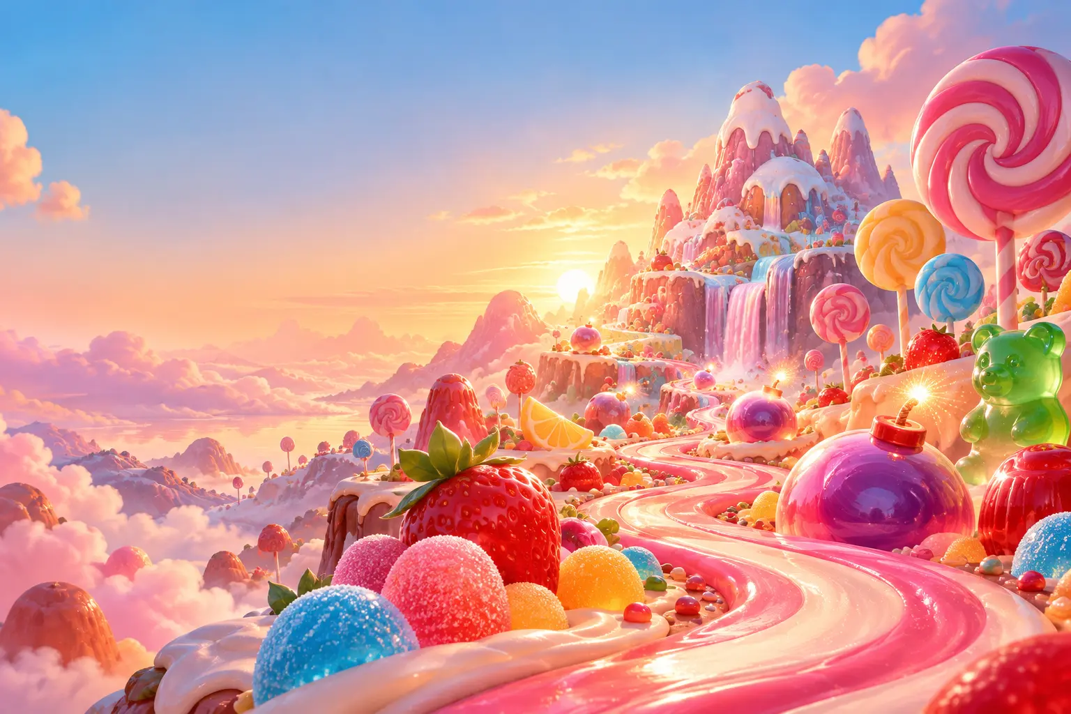 Πρωτότυπη εικονογράφηση candy valley για το Sweet Bonanza 1000